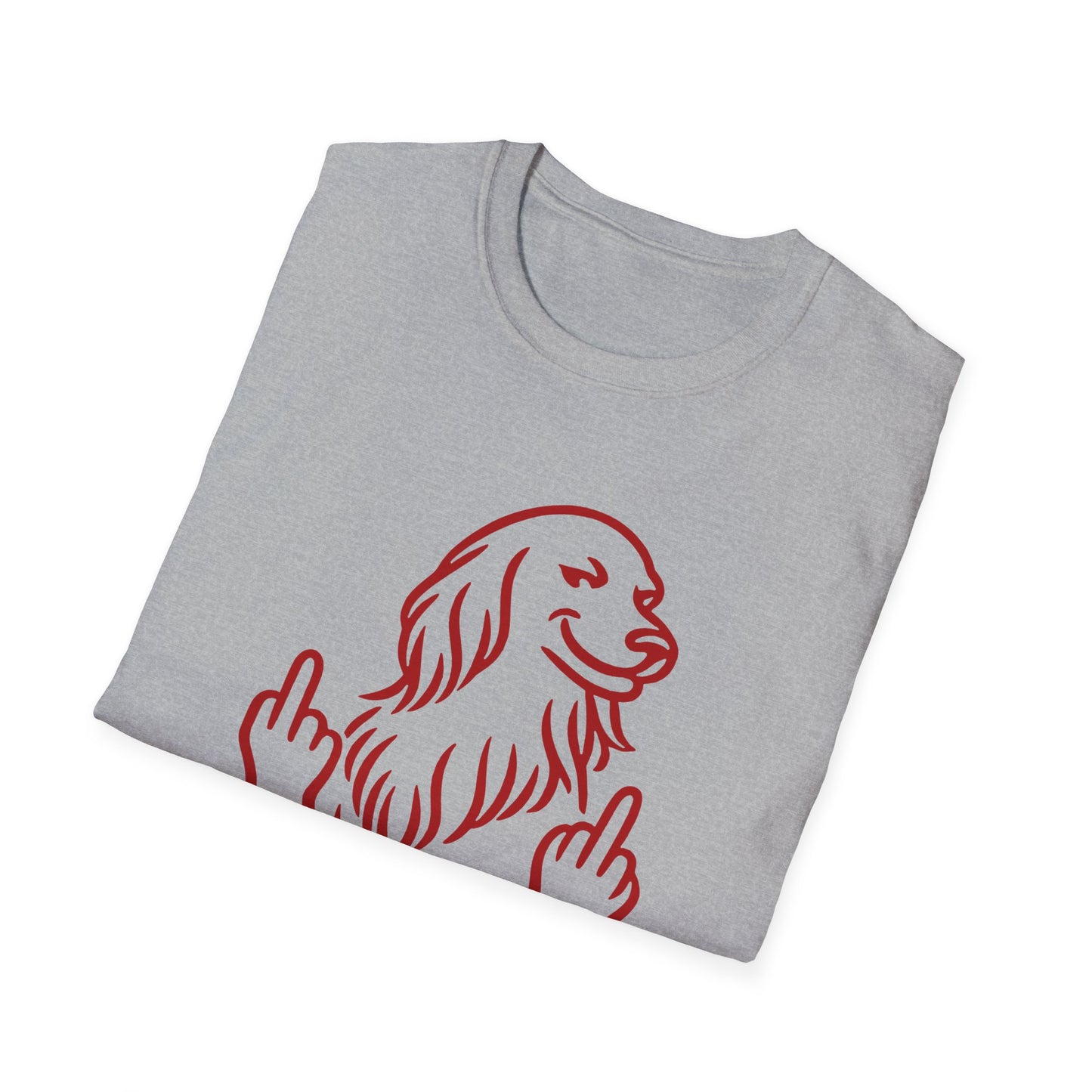 Graphic T-Shirt — 'Pats Atnešk' Dog Giving Middle Fingers, Funny Sarcastic Tee